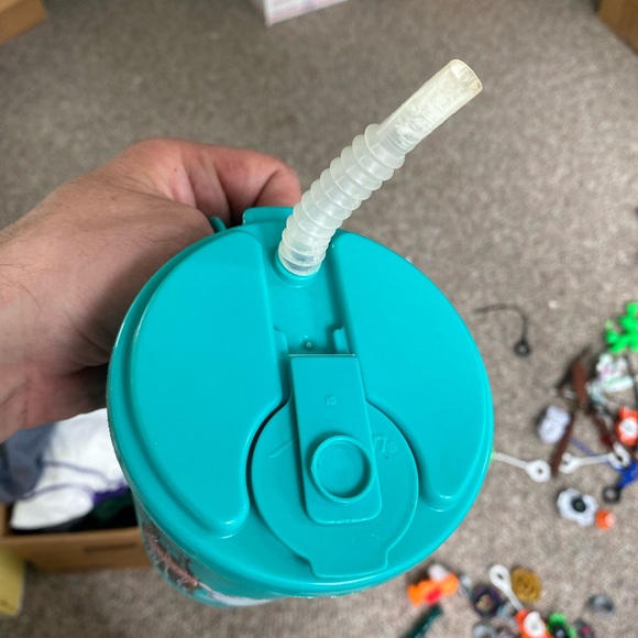 1996 Coca Cola Aladdin Thermal Mug Plastic Teal And Purple Polar Bear 18oz - Picture 4 of 10